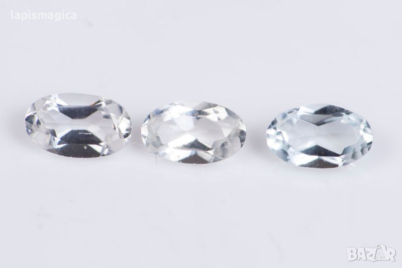 3 броя бял топаз 0.83ct 5x3mm овална шлифовка #5, снимка 1