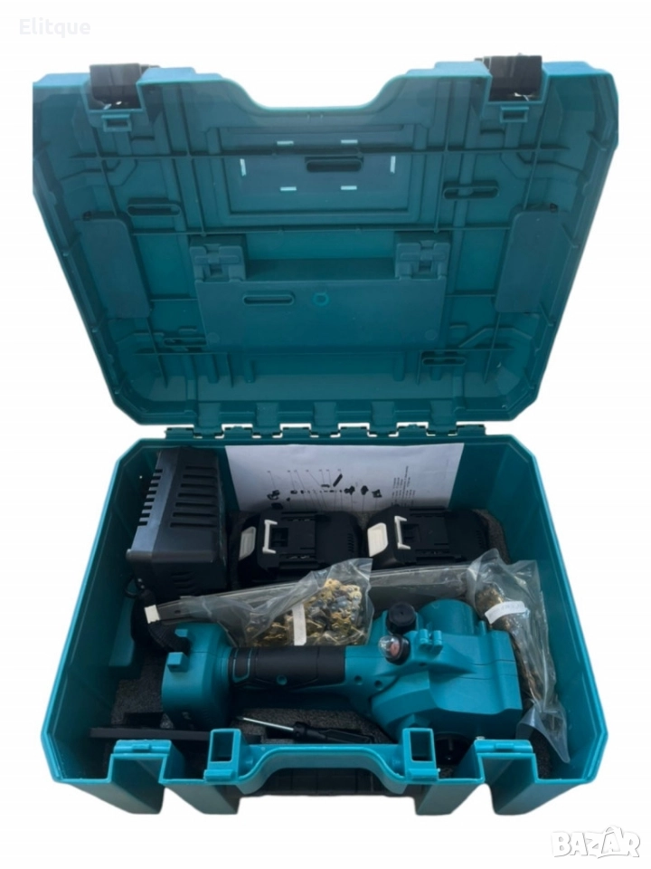 Комплект резачка с маслен филтър 25 см.,2 вериги,1 шина,2 батерии 36V,10Ah, снимка 1