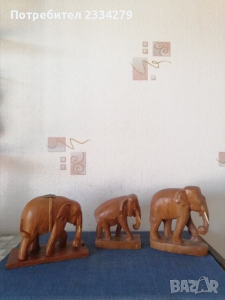 Статуетки на слонове, ръчна дърворезба. , снимка 1