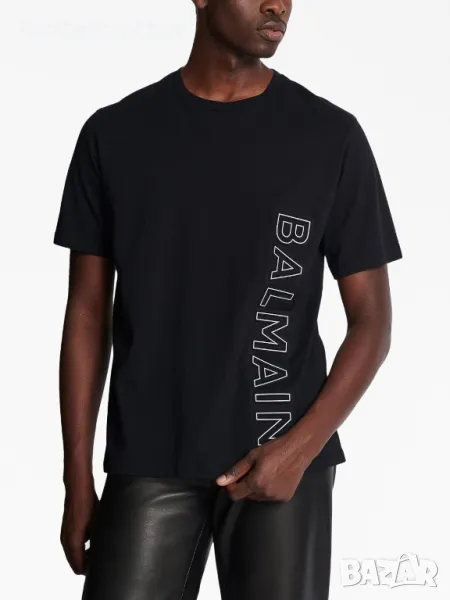 BALMAIN Black Embossed Logo Relaxed Fit Мъжка Тениска size M, снимка 1