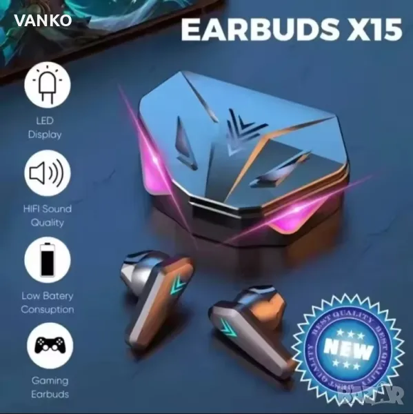 TWS X15 Bluetooth слушалки Безжични слушалки , снимка 1