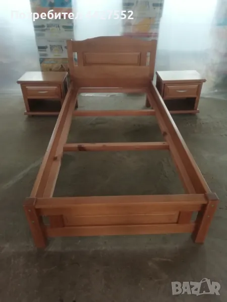 Буково легло с размери 190/90 с две нощни шкафчета, снимка 1