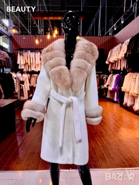 Луксозно Бяло  палто  - Лисица, снимка 1