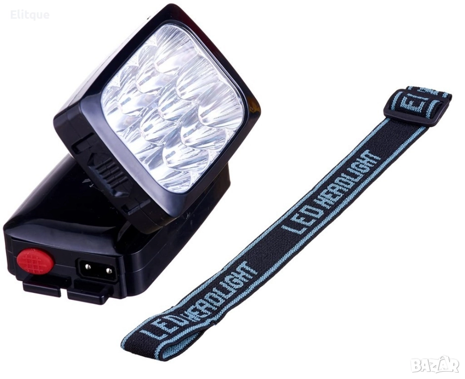 YAJIA Акумулаторна супер ярка 12 LED челна лампа YJ-1837 черна FL109-C, снимка 1