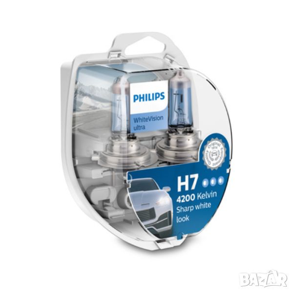 PHILIPS H7 White Vision Ultra халогенни крушки, снимка 1