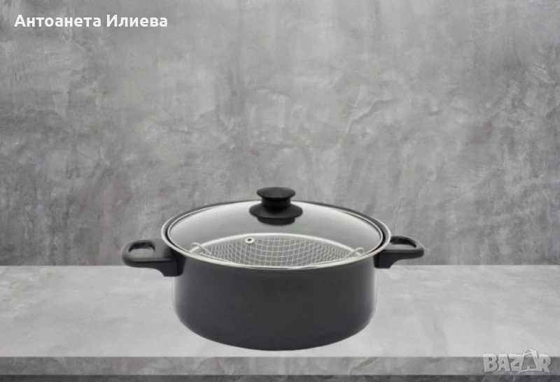 Тенджера с кошница Rosberg, 24 см., въглеродна стомана, снимка 1