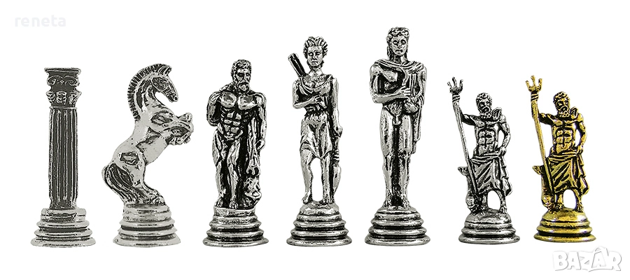 Шах Посейдон, Метална дъска, метални фигури, Червен, 28х28 см, снимка 1