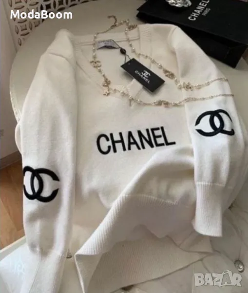 Chanel бял дамски пуловер , снимка 1