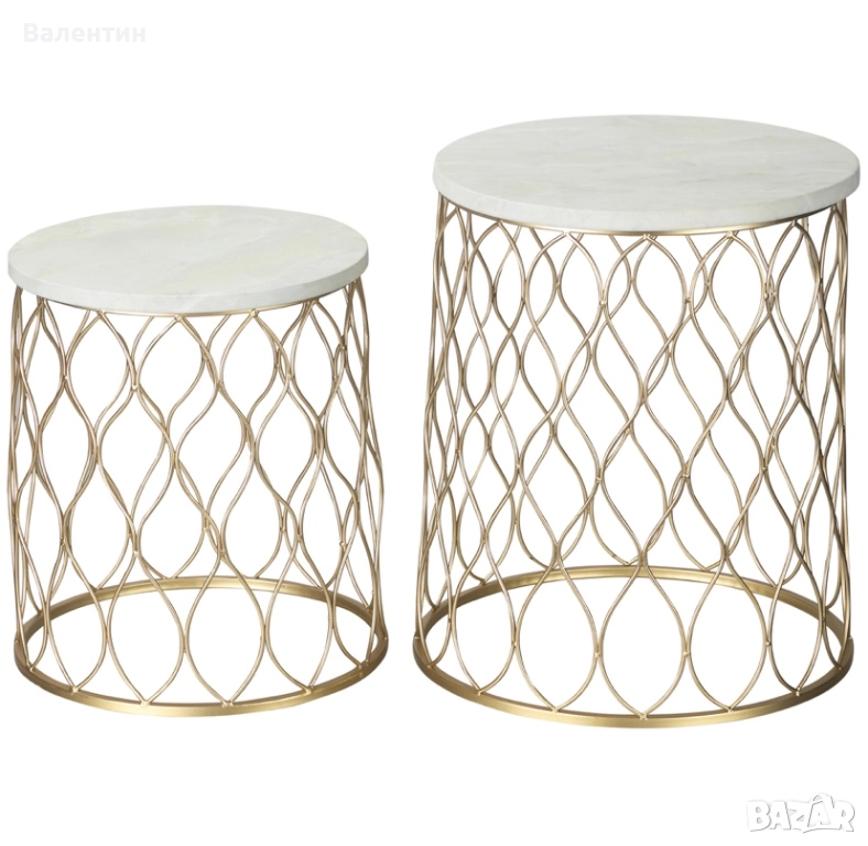 Комплект от 2 кръгли масички Outsunny, снимка 1