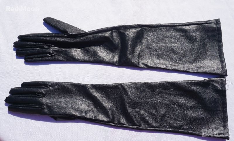 Дълги Черни Ръкавици От Изкуствена Кожа Размер S, снимка 1