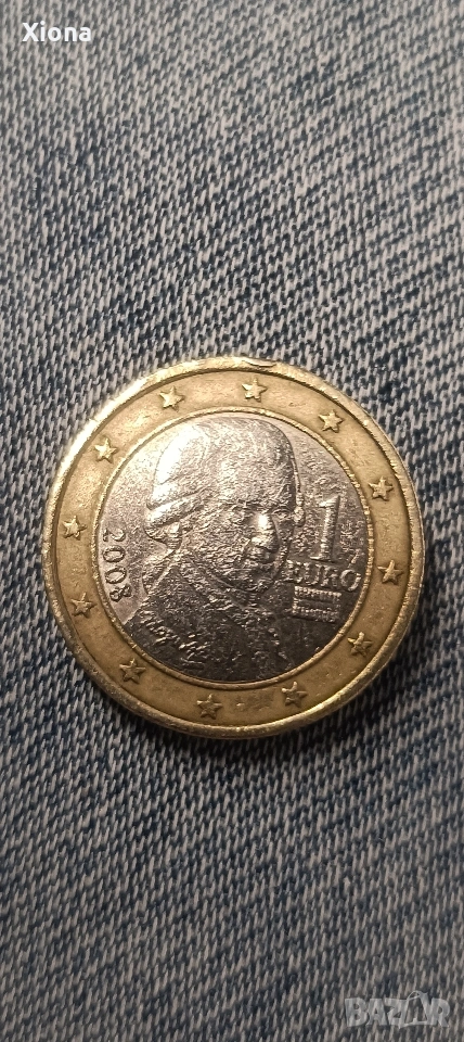 1 евро Австрия 2008 г. Моцарт, снимка 1