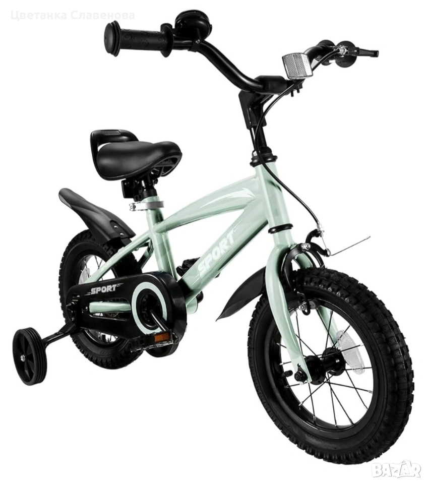 Детски велосипед BODIOO 3-5год., 12-инчов, с подвижни помощни колела, здрава рамка, снимка 1