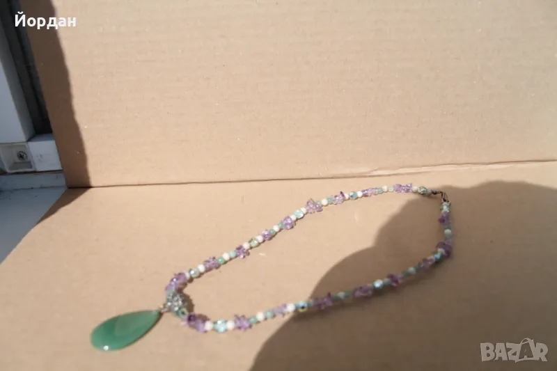 Дамско колие с аметист,планински кристал и ахат, снимка 1