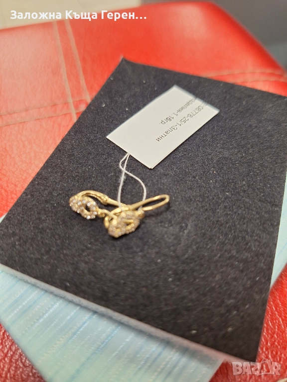 Златни обеци 1,16гр, снимка 1