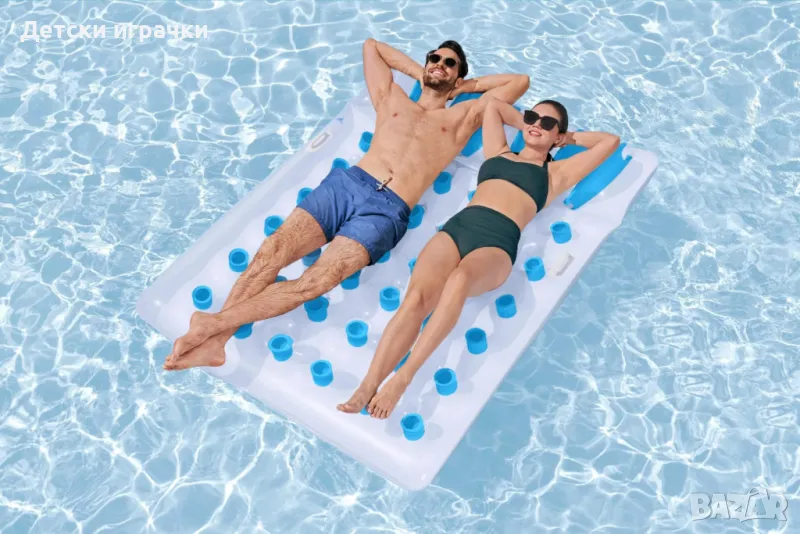 Надуваем дюшек двоен Bestway,193х142см, с чашки, с възглавница I-Beam , снимка 1