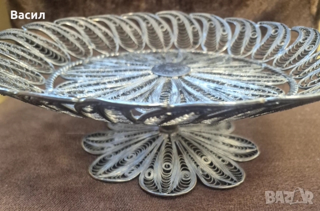 Фруктиера бонбониера Филигран, снимка 3 - Антикварни и старинни предмети - 53977424