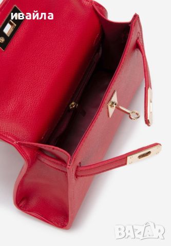 Червена чанта по модел на Хермес Hermes Kelly mini, снимка 3 - Чанти - 45782577