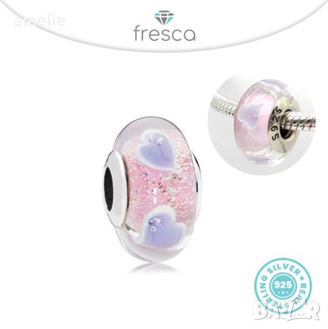 Талисман Fresca по модел тип Pandora Пандора сребро 925 Sweet Hearts. Колекция Amélie, снимка 1 - Гривни - 42318029