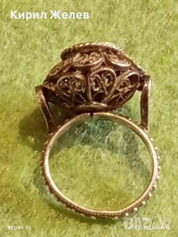Старинен възрожденски стил сребърен пръстен филигранна изработка 52446, снимка 16 - Пръстени - 52909420
