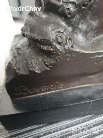 Boverie статуетка 36см-4кг/френска бронзова скулптура/фигура на момче с книга край море, снимка 12 - Статуетки - 54166045