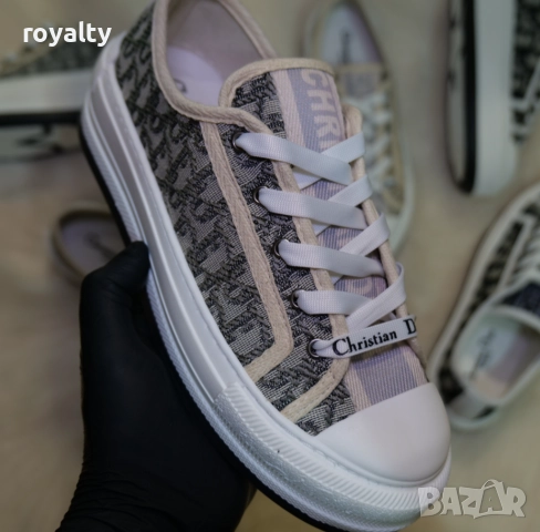 Дамски маратонки Dior Oblique - Бежаво с Тъмно Зелено, снимка 4 - Маратонки - 52423473