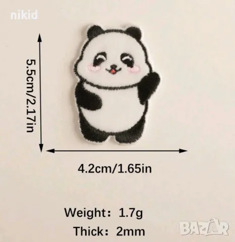6 пози Панда апликация за дреха дрехи самозалепваща се нашивка бродерия, снимка 5 - Други - 50382753