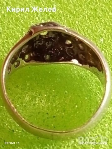 Сребърен пръстен с ажурна украса и инкрустирани кристали 8766, снимка 7 - Пръстени - 52604148