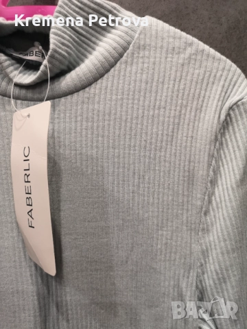 Нов Комплект от Клин от екокожа и Поло от релефен трикотаж с къс ръкав, размер S, снимка 3 - Комплекти - 52052397