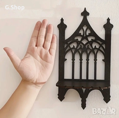 Стенна поставка шкафче черно ретро, снимка 2 - Антикварни и старинни предмети - 53224308