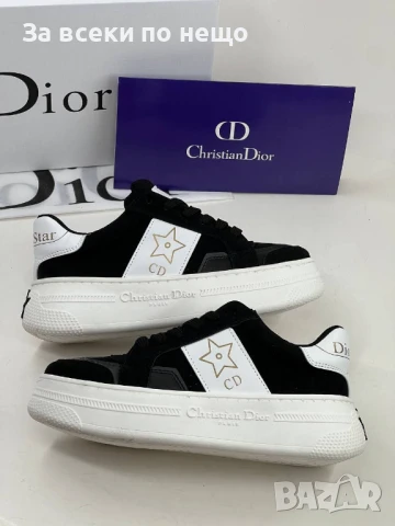 Christian Dior Дамски Черни Маратонки С Бяла Подметка👟Дамски Спортни Обувки Кристиян Диор Код E509, снимка 2 - Маратонки - 50706367