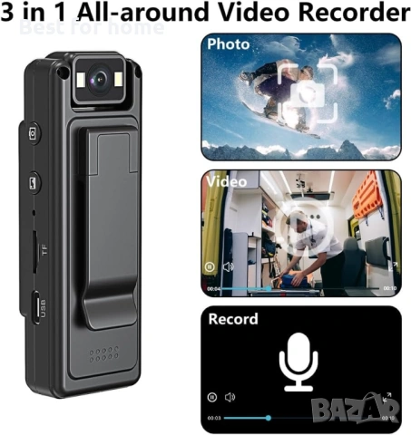 L12 WiFi мини камера 1080P преносим цифров видеорекордер за тяло 180° въртене , снимка 8 - Камери - 53684164