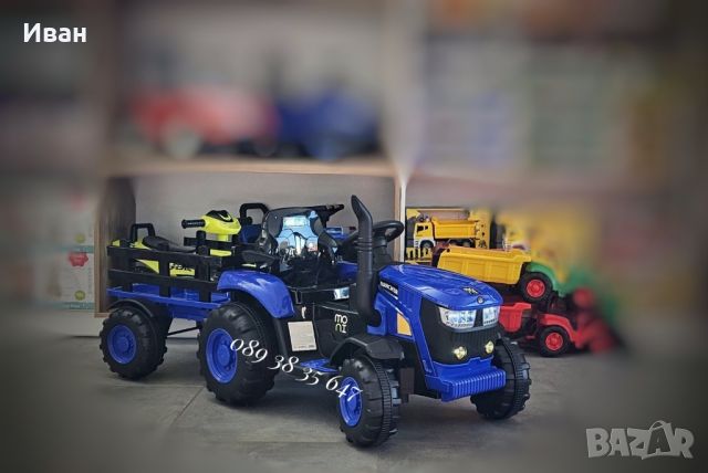 НОВО!Детски акумулаторен трактор с ремарке Rancher Blue с 12V,дистанционно,USB , снимка 1 - Електрически играчки - 46158696