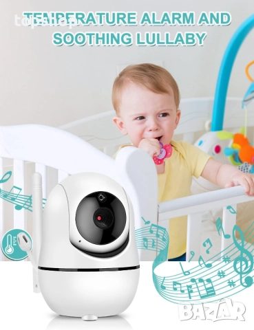 ЧИСТО НОВ PTZ бебефон OBVHNUA 3.5-инча 300 метра обхват, без WIFI с въртене 355°/120°, Еко режим ..., снимка 8 - Бебефони - 52383420