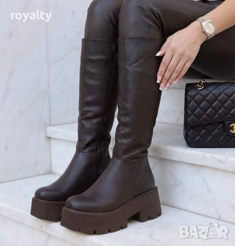 Ботуши на Платформа - Кафява Кожа