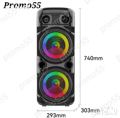 ПРОМО! Голяма Караоке Тонколона 16 инча 74см. с 2 Безжични Микрофона, снимка 2 - Тонколони - 50311275