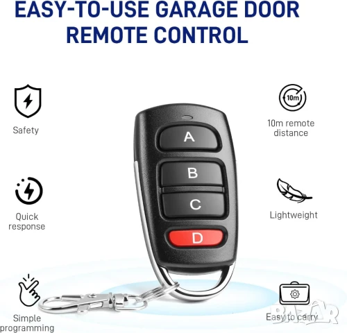 Универсално 4-канално дистанционно – клониране на 433 MHz, снимка 2 - Гаражни врати - 51404439