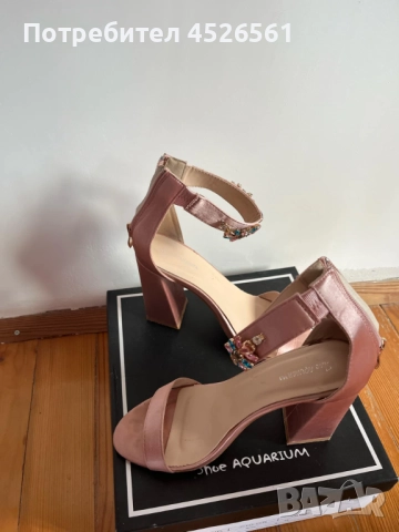 Елегантни розови сатенени сандали с бижу – истински акцент за специални поводи, снимка 6 - Сандали - 52942985