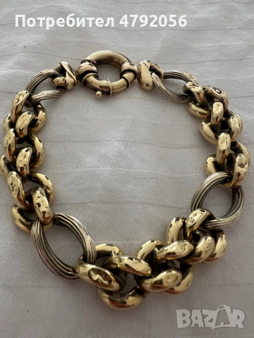 Златна гривна на Косак 14 каратово жълто и бяло злато с масивна закопчалка.Подходяща за жени и мъже, снимка 2 - Гривни - 54146360