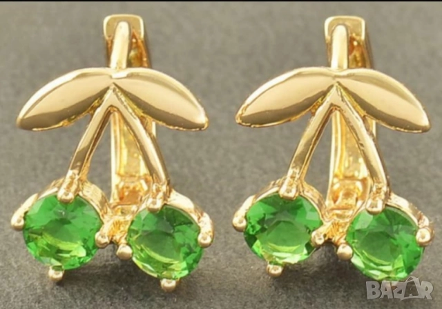 Обеци "черешки" 9к попълнено злато 20 лв., снимка 2 - Обеци - 51775011