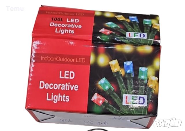 Цветни коледни лампички с черен кабел / 100led светлини - 5 метра, снимка 4 - Декорация за дома - 45580548