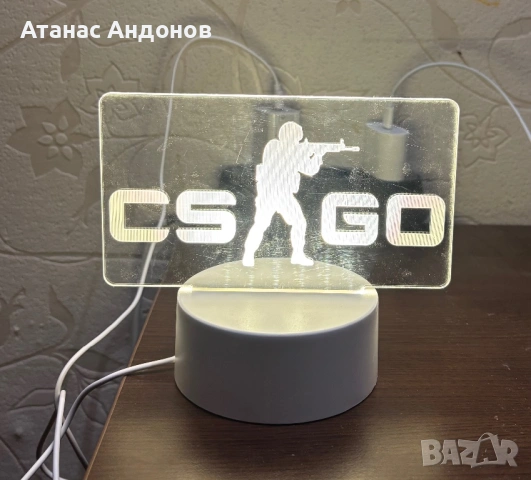 3D нощна лампа с логото на Counter Strike, снимка 2 - Настолни лампи - 53113811