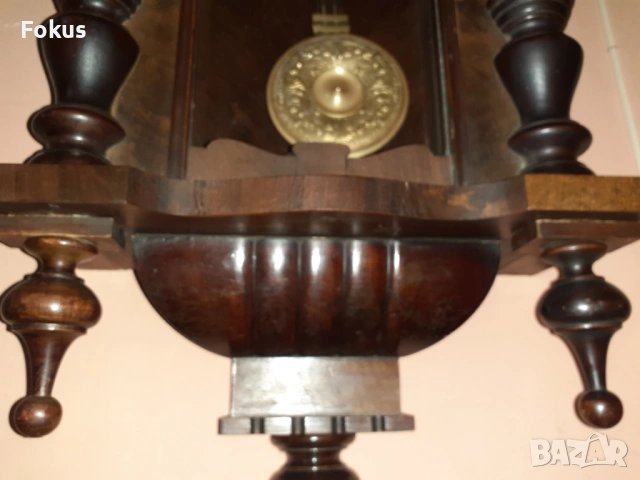 Стар френски антикварен стенен часовнис над 120 годишен, снимка 3 - Антикварни и старинни предмети - 53423449