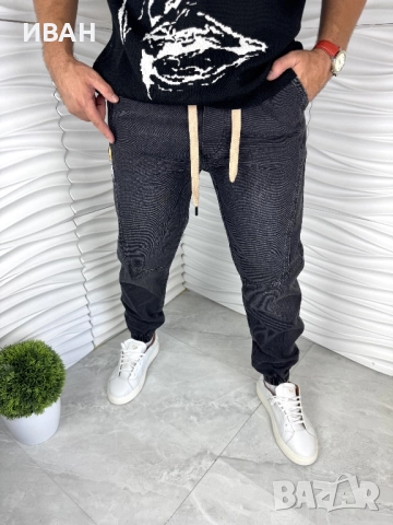 Мъжки дънки в черен цвят с ластик, снимка 2 - Дънки - 52967638