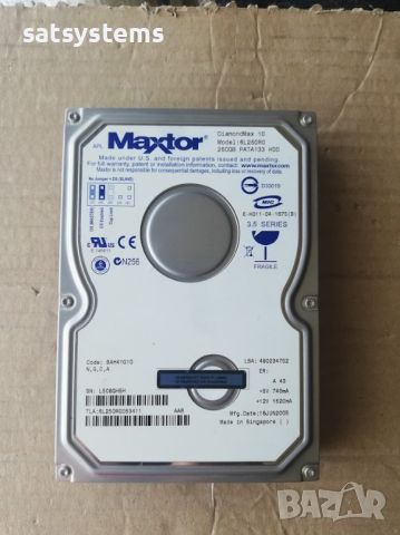Хард диск Maxtor DiamondMax 10 6L250R0 250GB IDE Ultra ATA133, снимка 4 - Твърди дискове - 45684132