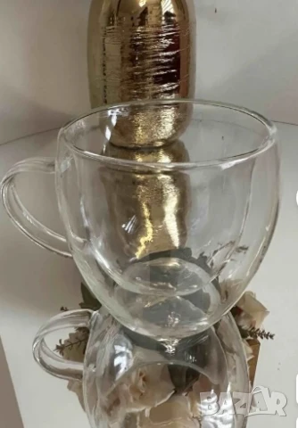 Стъклена чаша за кафе с двойно дъно 200ml, снимка 3 - Чаши - 50757282