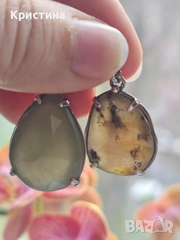 Сребърни висулки с естествени камъни, снимка 2 - Колиета, медальони, синджири - 52913844