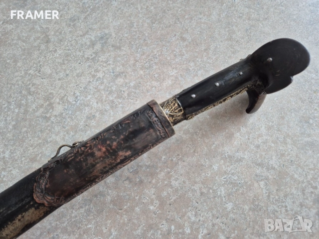 Османски Ятаган от AH1278-AD1862 с кания каракулак нож кама кинжал сабя , снимка 13 - Антикварни и старинни предмети - 51746243