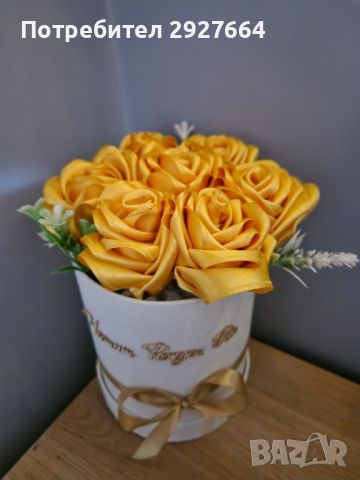 Букет от вечни сатенени рози, снимка 1 - Изкуствени цветя - 45083762