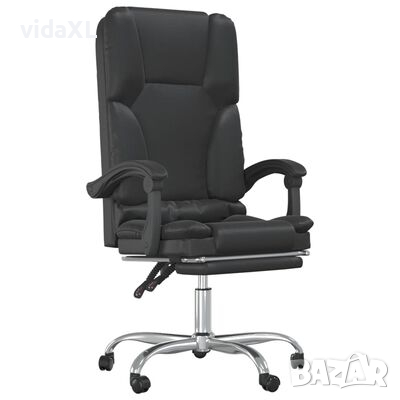 vidaXL Масажен наклоняем офис стол, черен, изкуствена кожа(SKU:349677