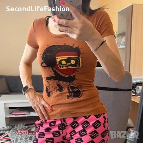 Дамска тениска Levi Strauss & Co, кафява 100% вискоза LEVI'S размер XS, снимка 5 - Тениски - 53349527